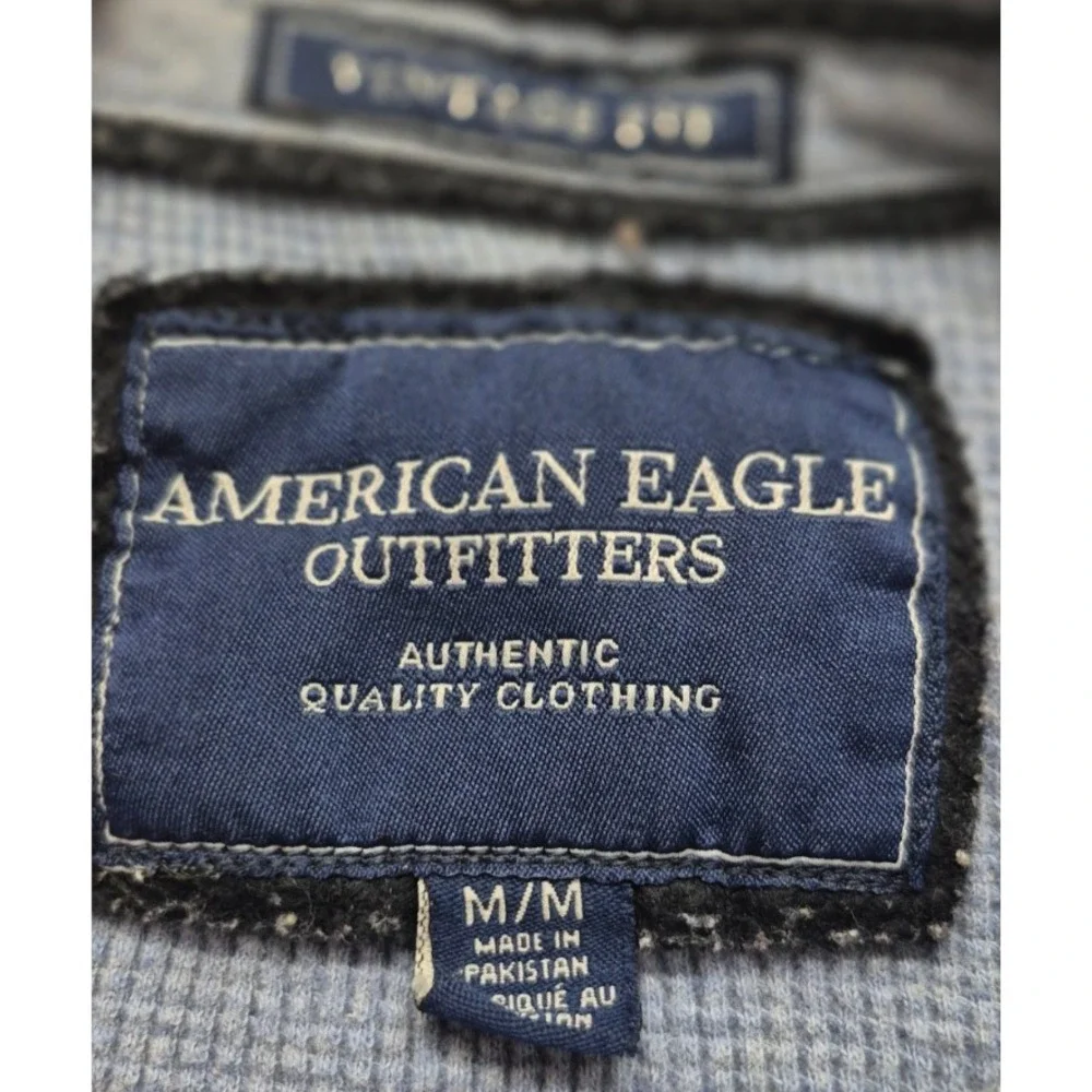 American‎ Eagle men's blue Thermal pullover long sleeve shirt sz. M Cotton